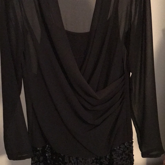EUC BLACK DKNY LINED ILLUSION AND  SEGUIN BOTTOM DRESS BUILT IN CAMISOLE SIZE S - Picture 3 of 7